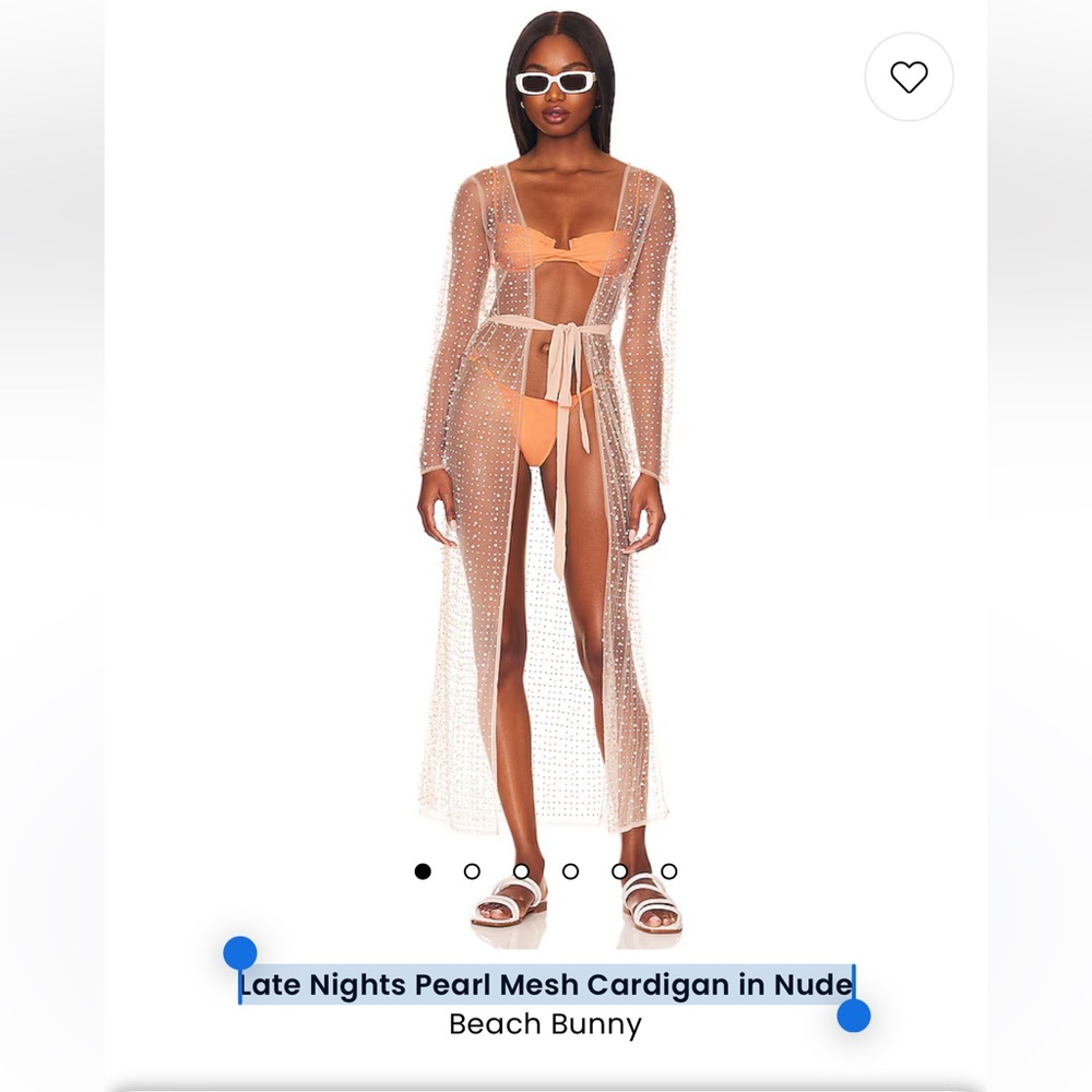 COPY - Beach Bunny Pearl Mesh Cardigan in Nude - swim coverup